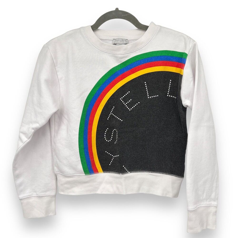 Stella McCartney Kids Girl's Rainbow Logo Sweater White Size 12